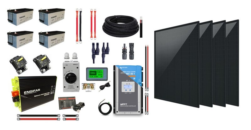 1820Wp, 500Ah/24V, 230V m&ouml;kkis&auml;hk&ouml;paketti