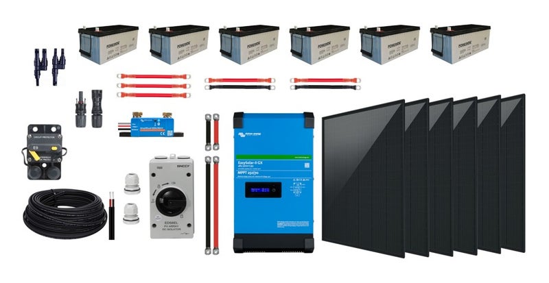 2730Wp, 750Ah/24V, 230V Victron Easysolar m&ouml;kkis&auml;hk&ouml;paketti