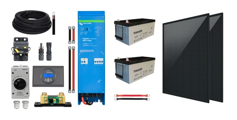 910Wp, 500Ah/12V, Victron Easysolar 230V m&ouml;kkis&auml;hk&ouml;paketti
