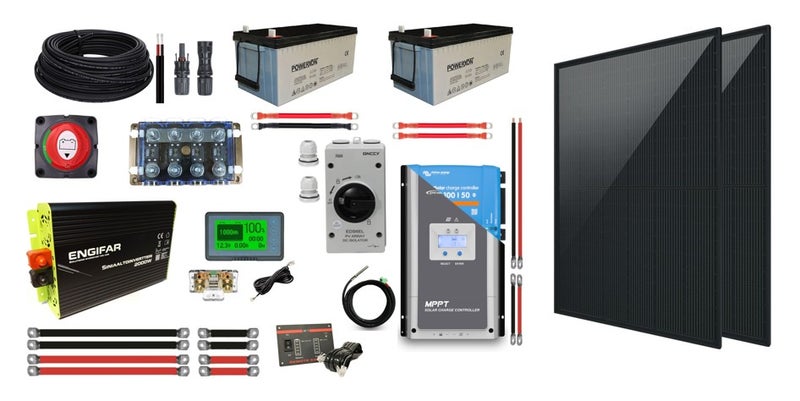 900Wp, 500Ah/12V, 230V m&ouml;kkis&auml;hk&ouml;paketti