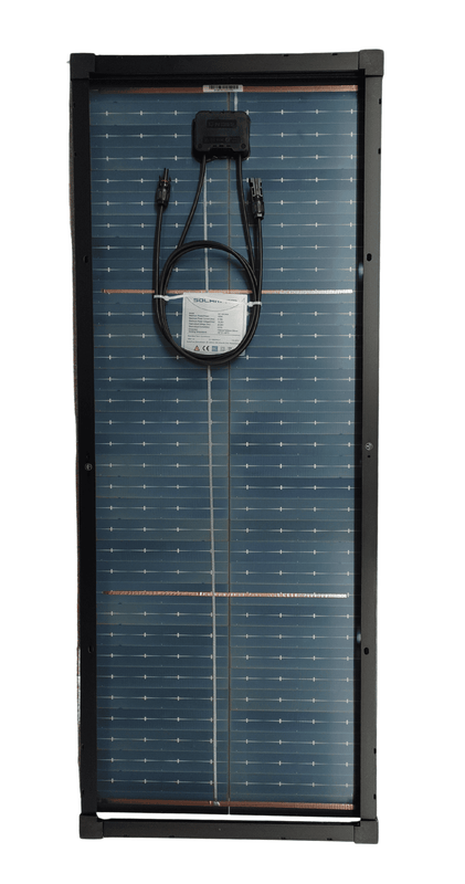 Solarfam 100W kaksipuoleinen paneeli taustapuolelta